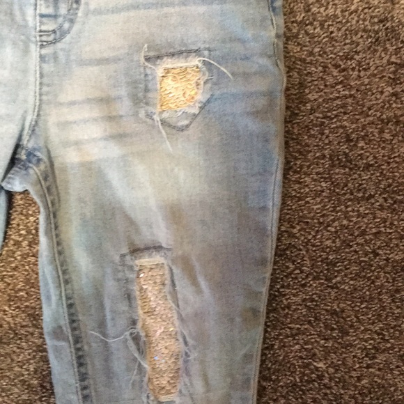 Cute justice denim overalls with sequin embellishments - Picture 4 of 6